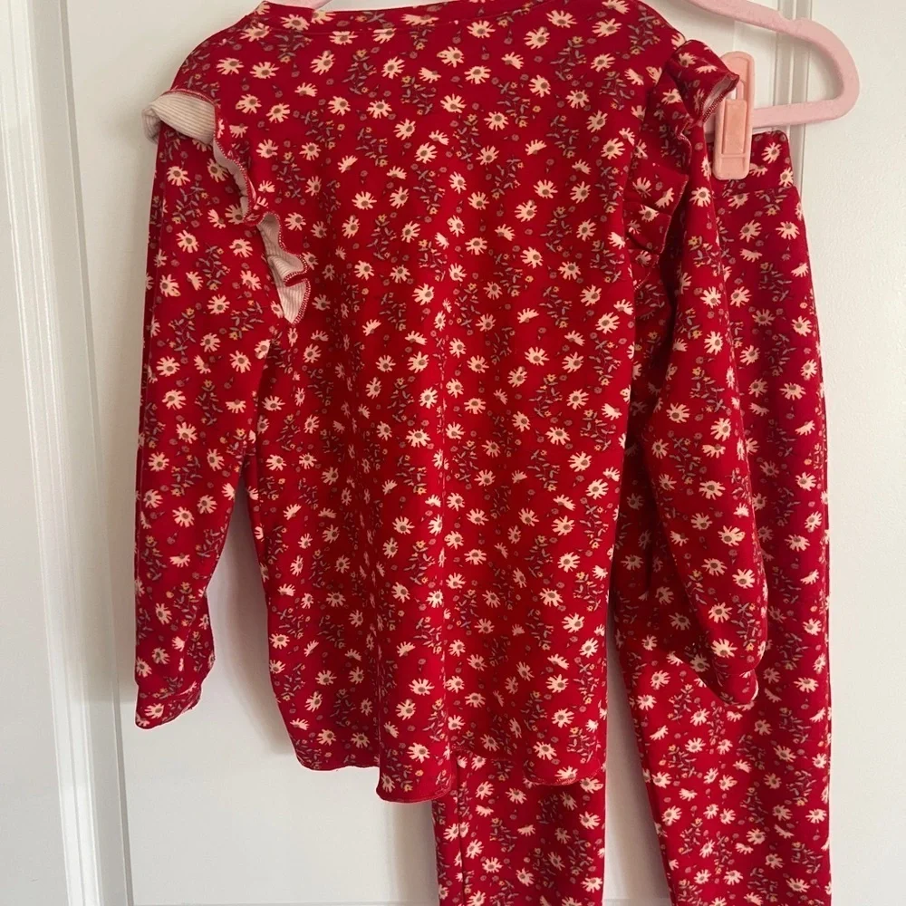 Floral Red Kids Sets Velour Christmas/New Year's Party